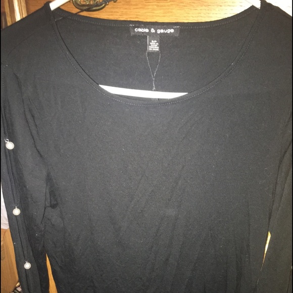 Cable and Gage Black Pearl Sleeve Blouse - Picture 1 of 4